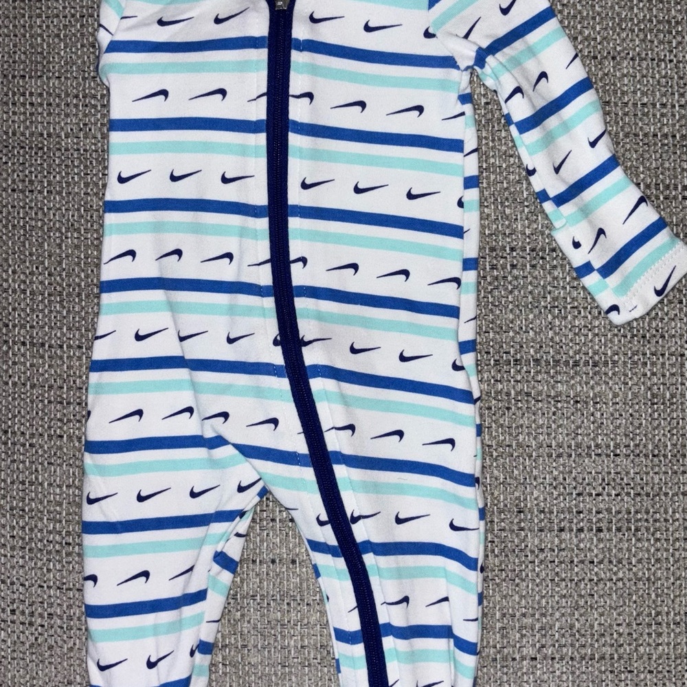 Nike Kids Striped One Piece - Blue and White